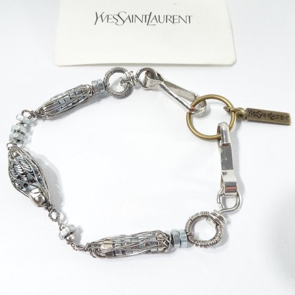 Yves Saint Laurent YSL Silver Mesh Bracelet NWT 495 - Picture 2 of 7